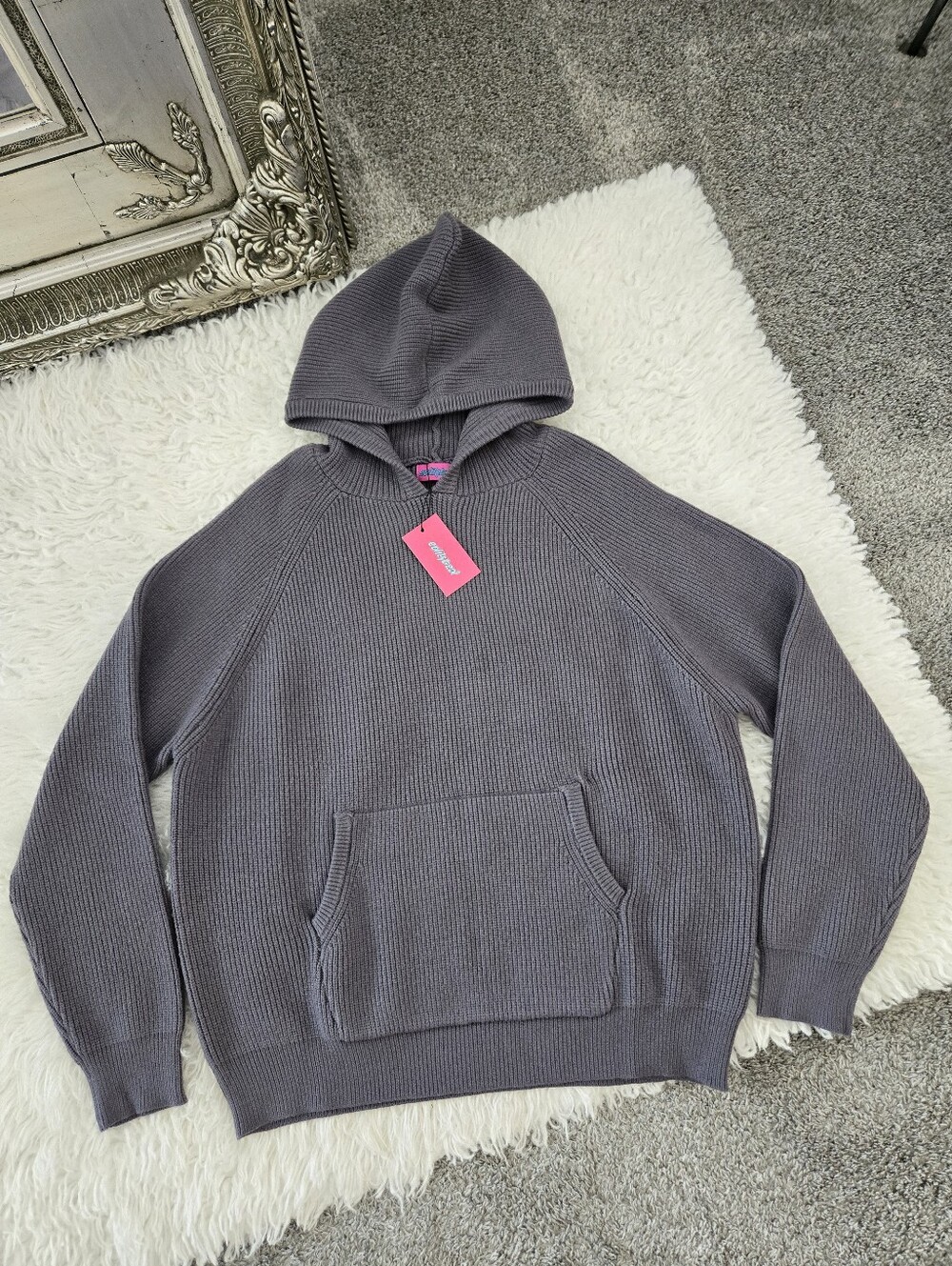 Edikted Wynter Oversized Knit Hoodie. Grsy. Size Medium. New.